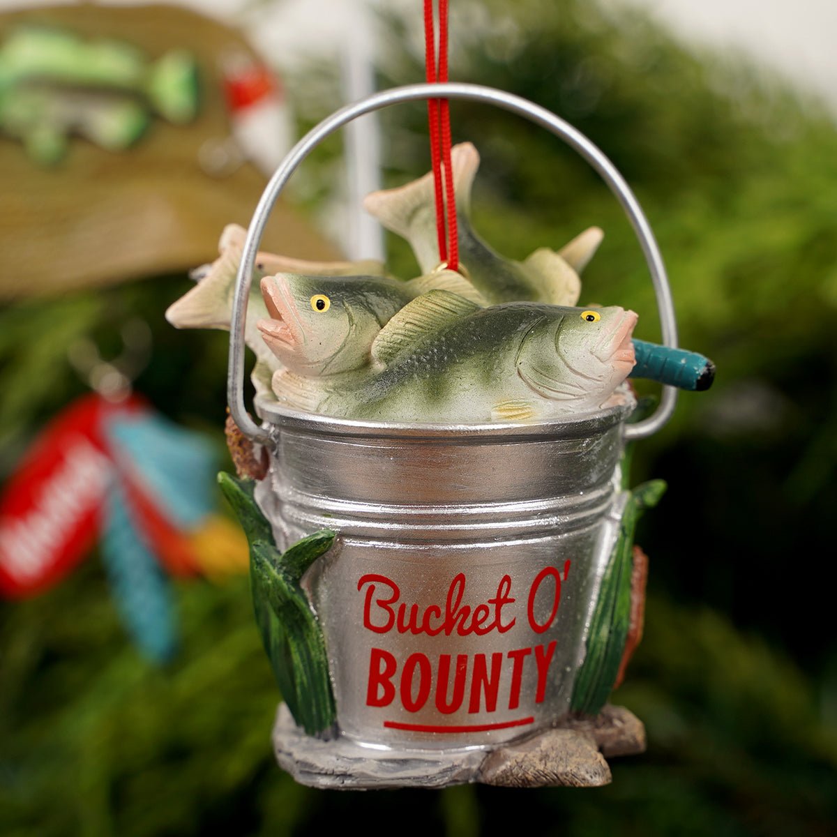 Fishing Bucket Hat Christmas Ornaments