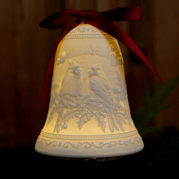Merry Christmas Bird Bell Luumii Light Ornament