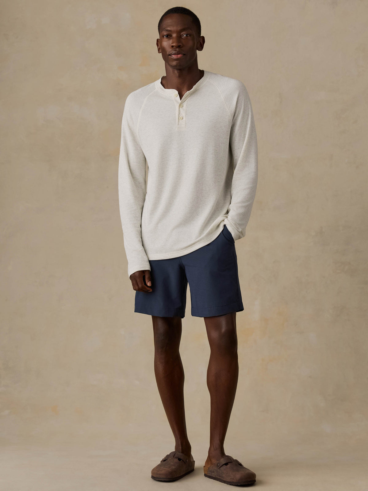 Long-Sleeve Cloud Henley - Snow Heather