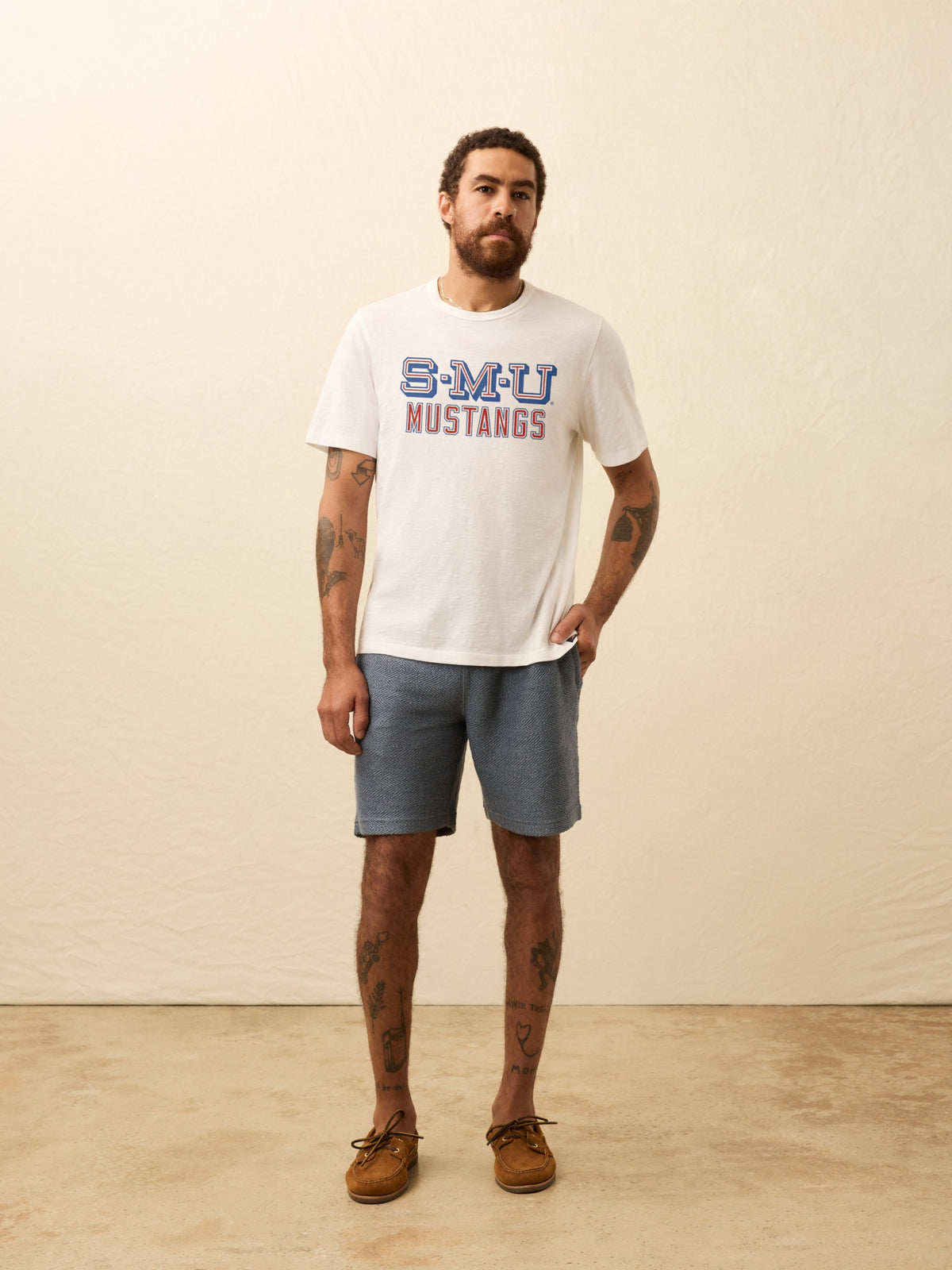 Southern Methodist University Sunwashed Regenerative Pocket Tee - White