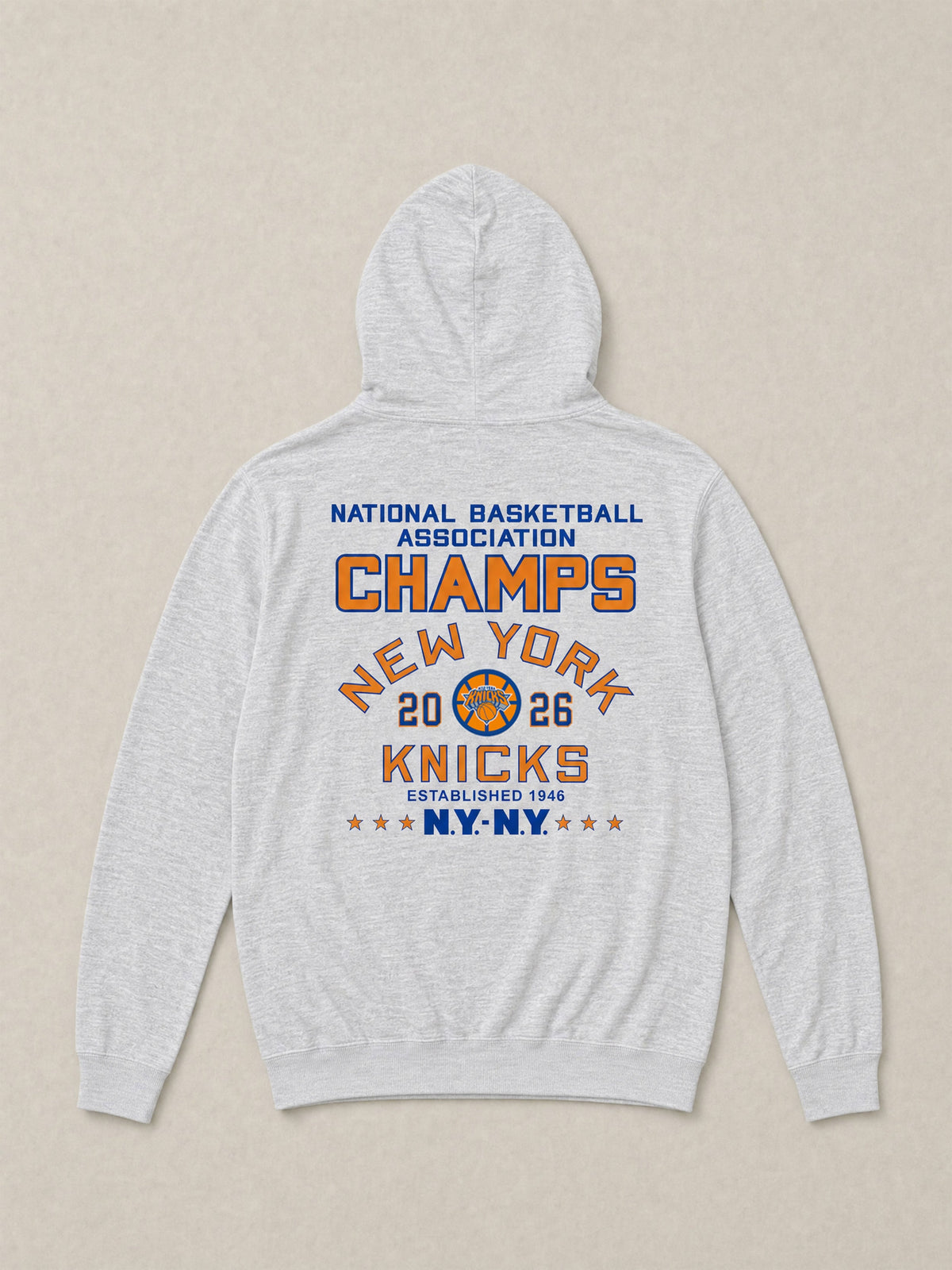NY Knicks Sunwashed Organic Hoodie - Light Grey Heather