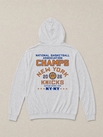 NY Knicks Sunwashed Organic Hoodie - Light Grey Heather