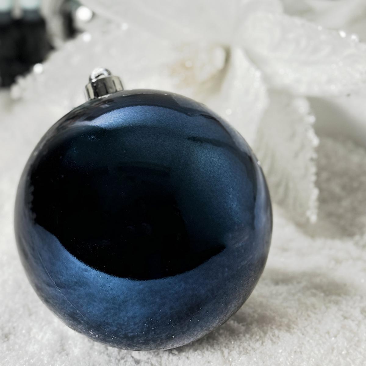 140mm Midnight Blue Shiny Ball Ornament Box Of 2