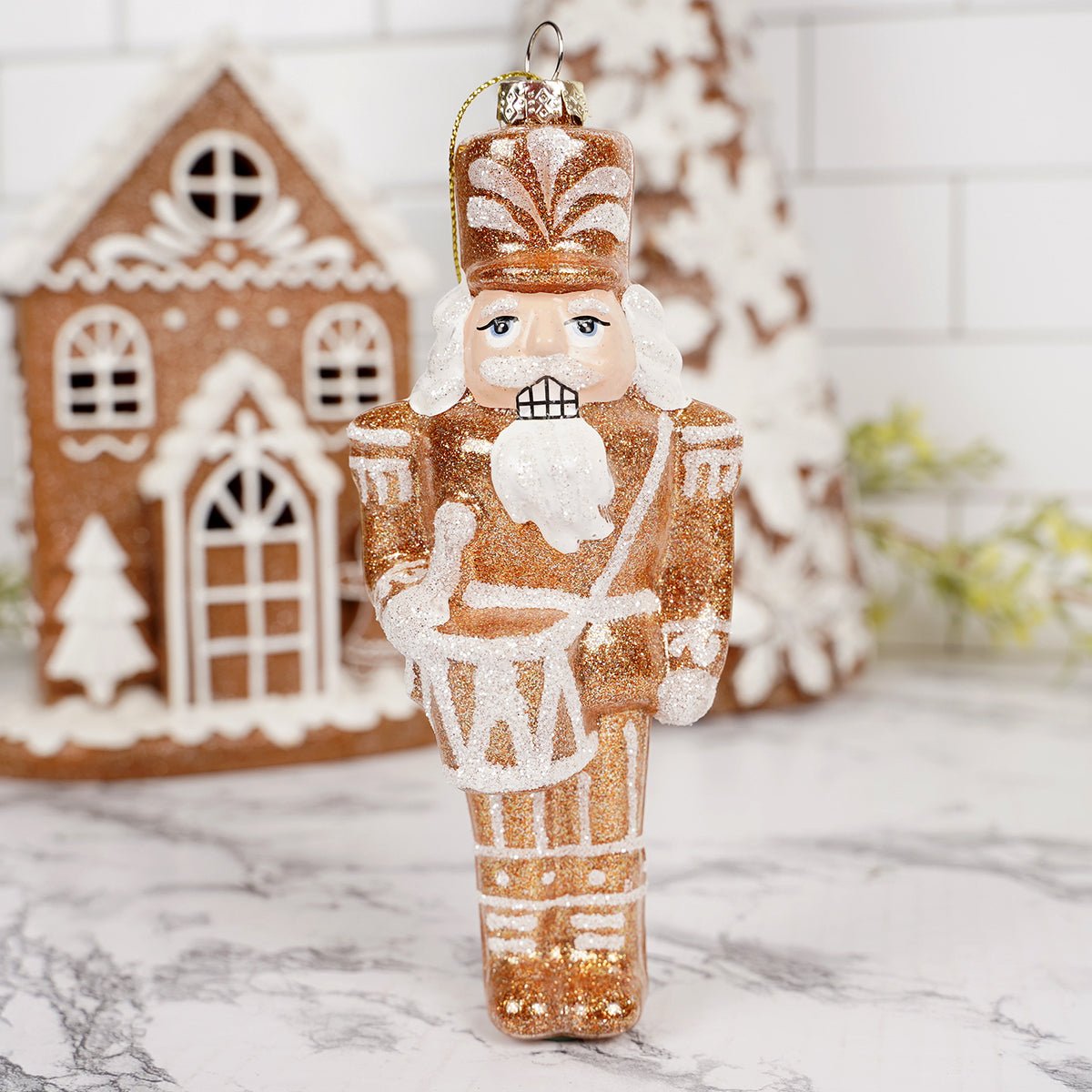 Glass Gingerbread Nutcracker Ornaments