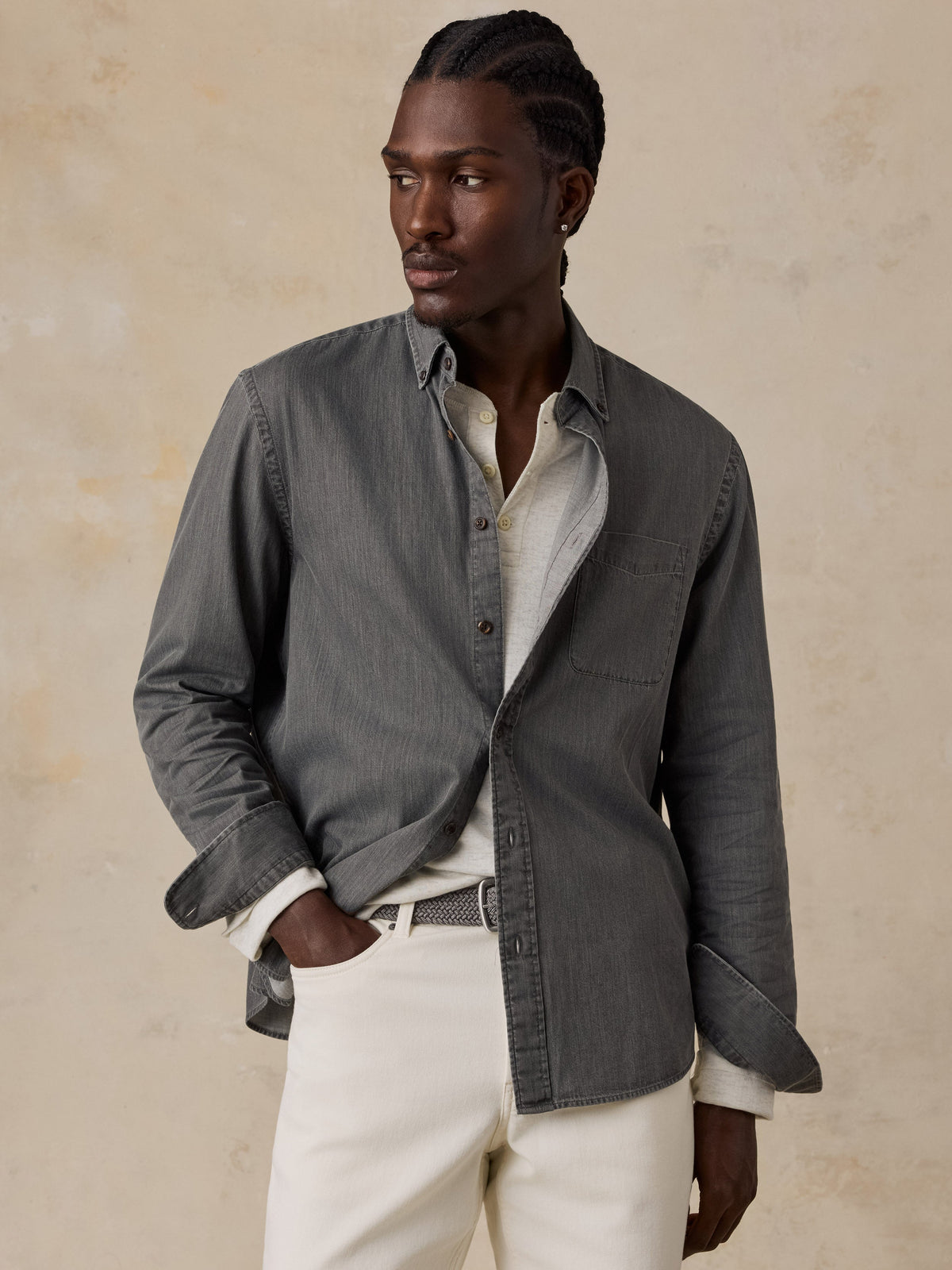 Patina Chambray Shirt - Charcoal Shores