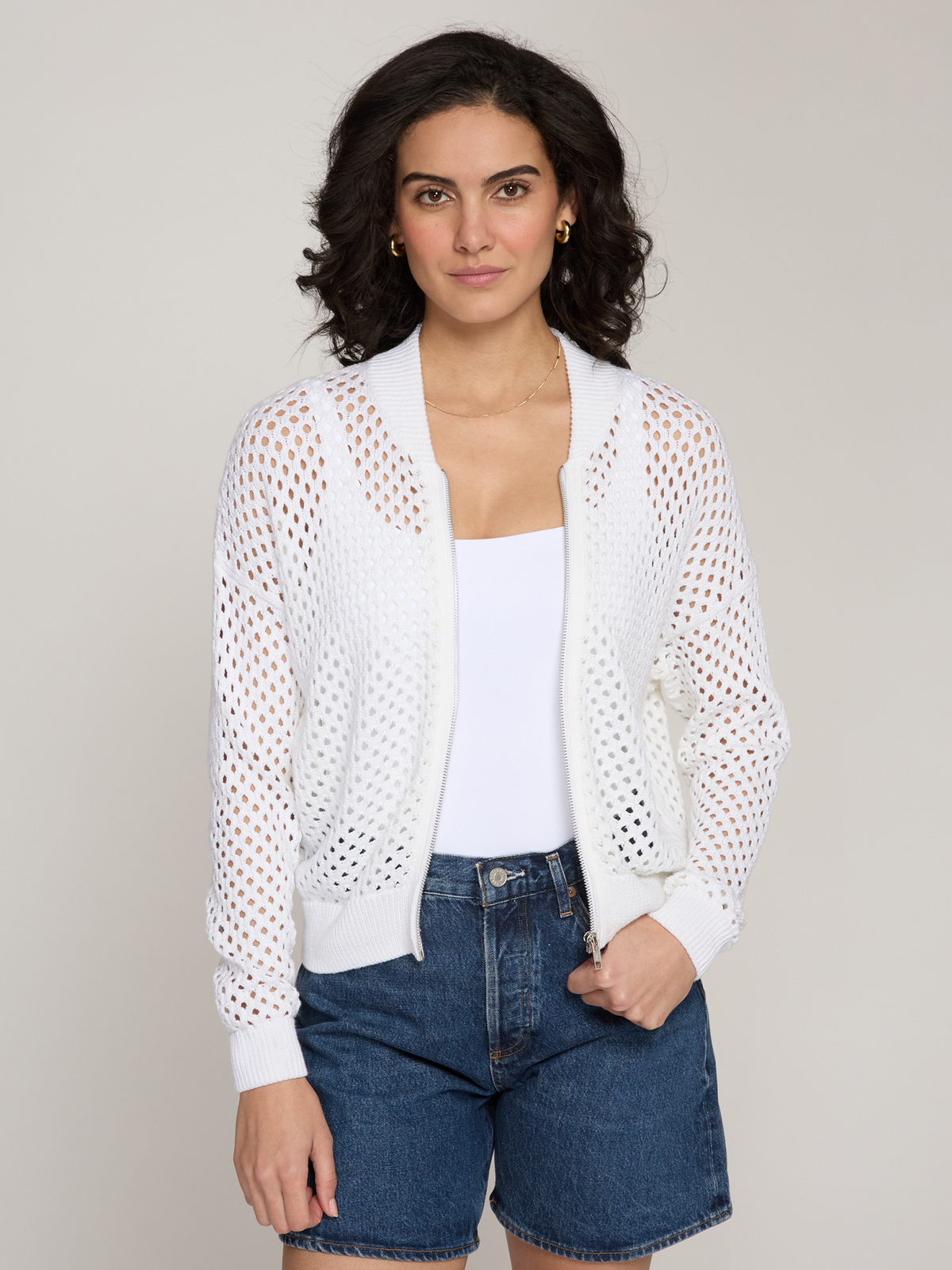 Mesh Bomber in Bleach White