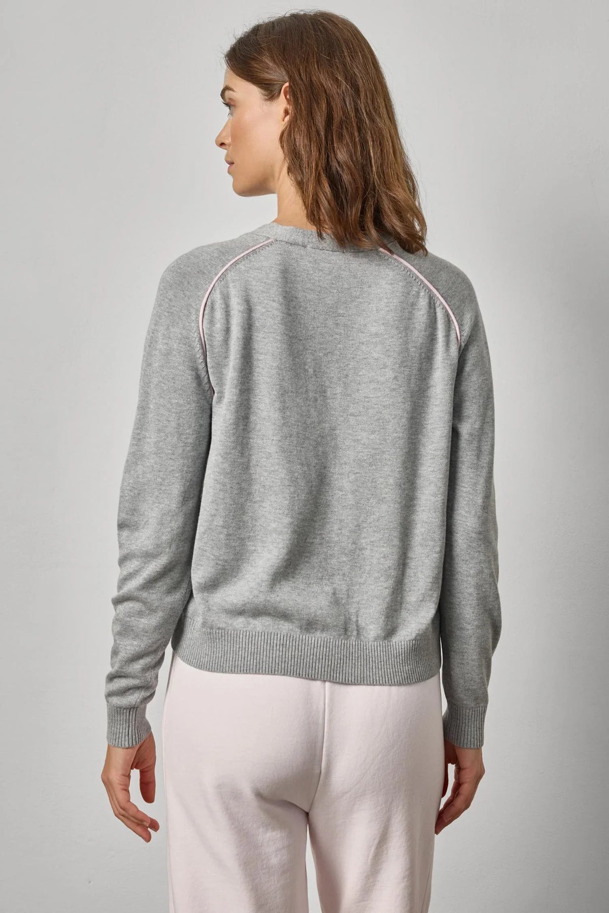 SADDLE SLEEVE V NECK CARDIGAN