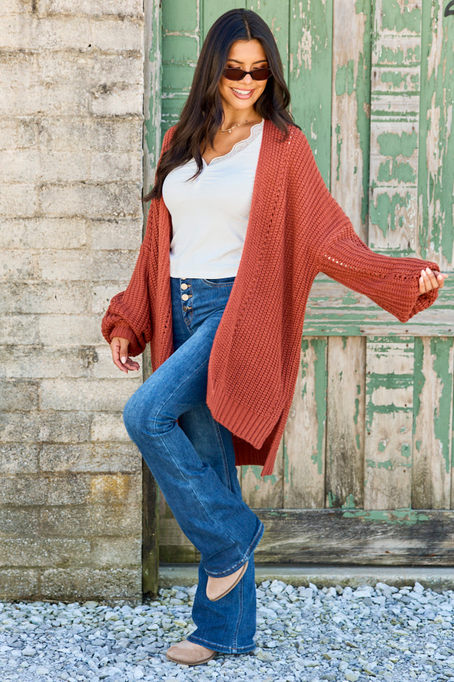 As The Leaves Turn Rust Knit Cardigan