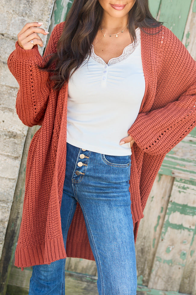 As The Leaves Turn Rust Knit Cardigan