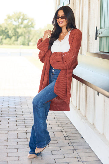 As The Leaves Turn Rust Knit Cardigan
