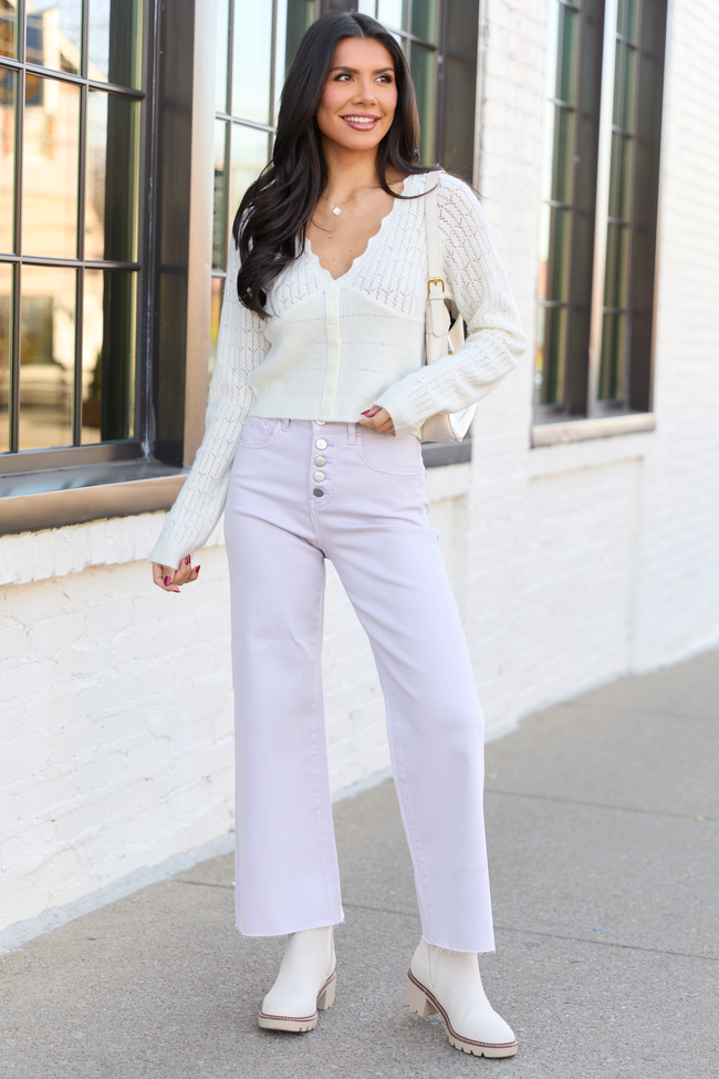 Pheobe Ivory Pointelle Cardigan Top