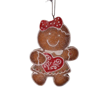 Gingerbread Girl With Heart Ornament