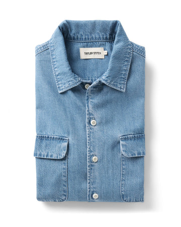 The Shore Shirt in Washed Indigo Twill