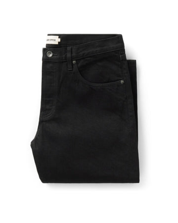 The Straight Jean in Rinsed Black Organic Selvedge