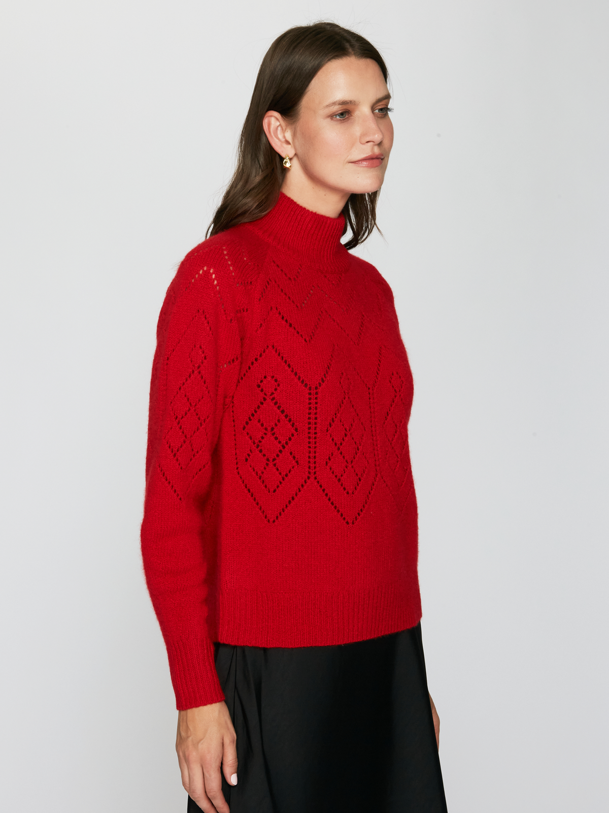 Pointelle Mock Neck in Blazer