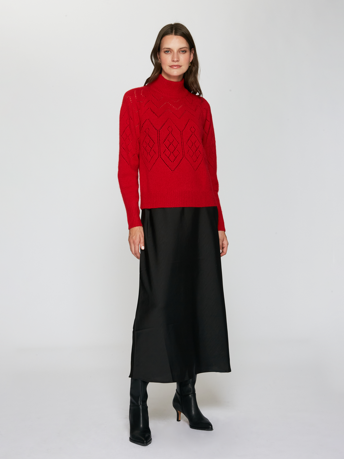 Pointelle Mock Neck in Blazer
