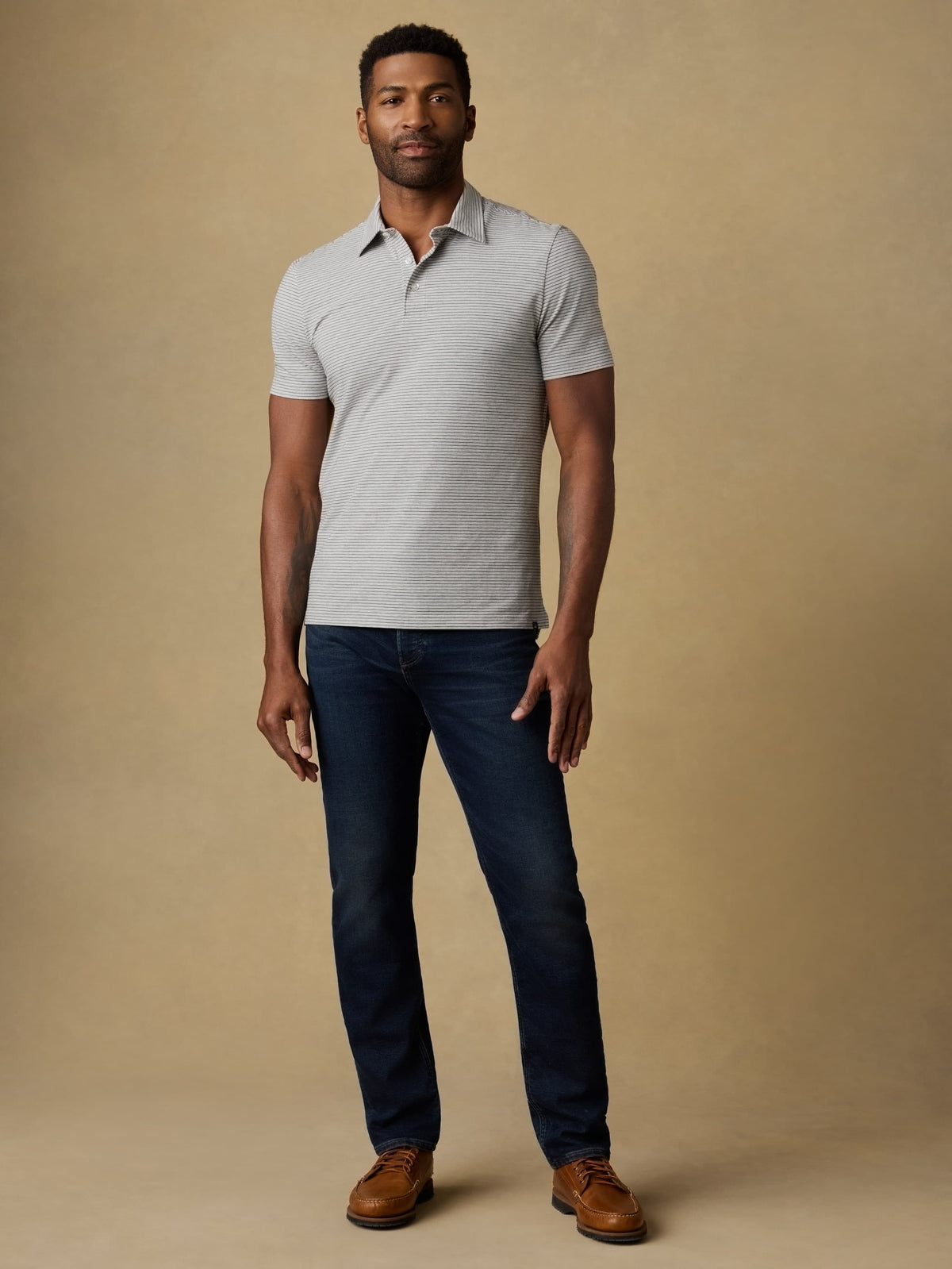 Short-Sleeve Movement Polo - Dark Cloud Stripe