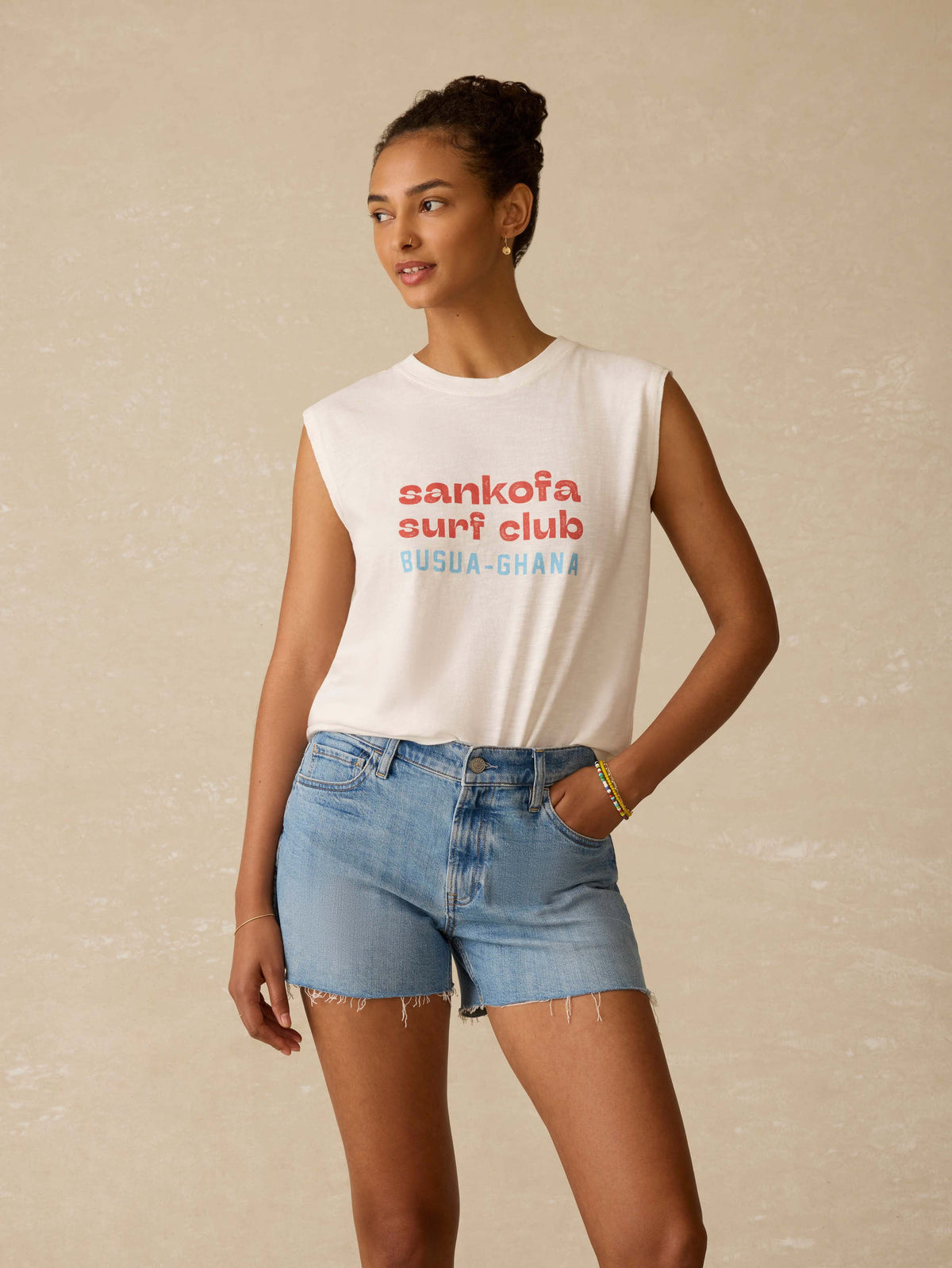 Surf Ghana Sunwashed Muscle Tank - White