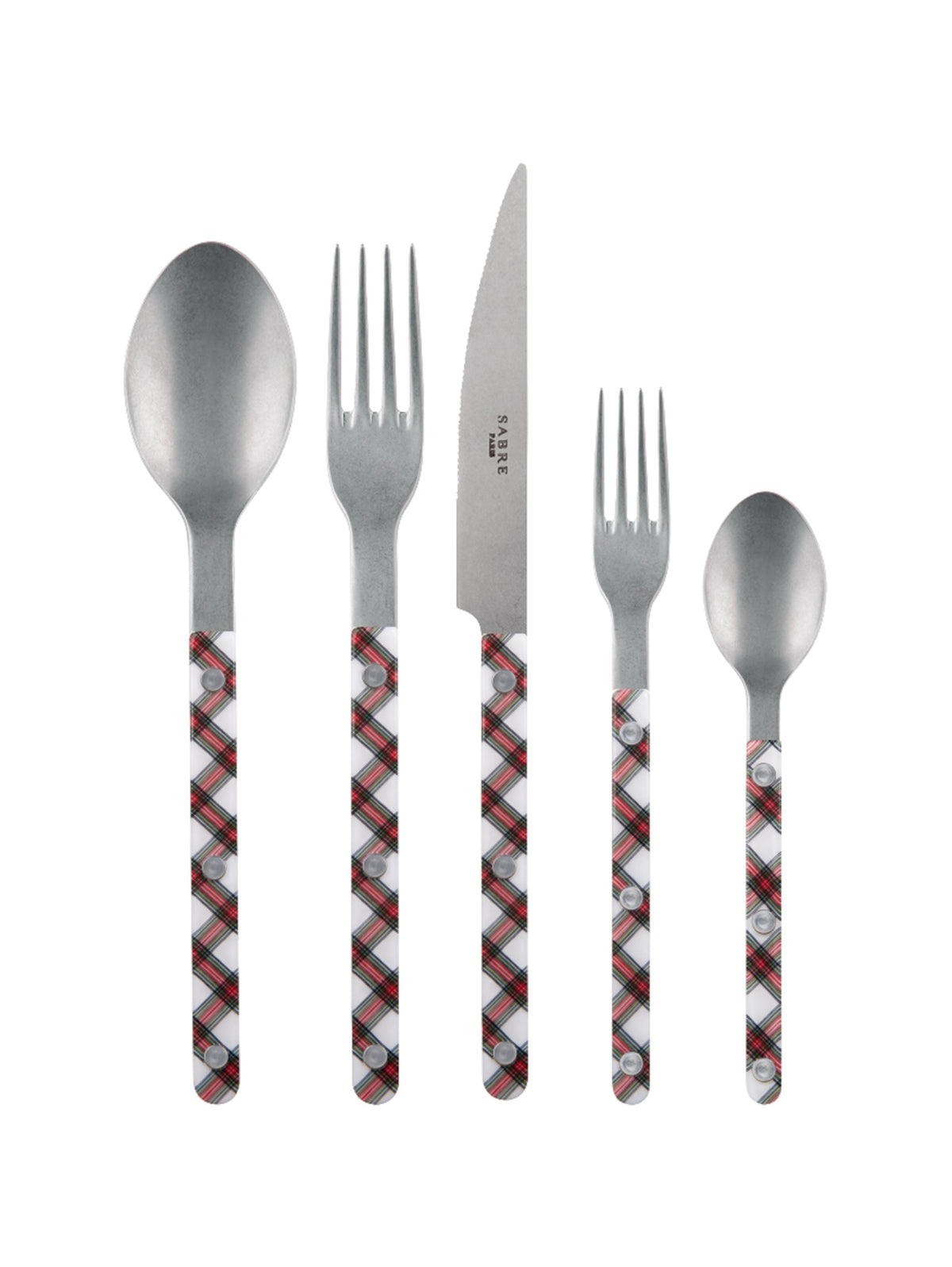 Sabre Paris Bistro White Tartan 5 Piece Place Setting
