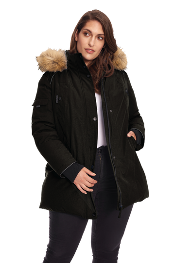 GLACIER PLUS | WOMEN'S VEGAN DOWN (RECYCLED) PARKA, BLACK (PLUS SIZE)