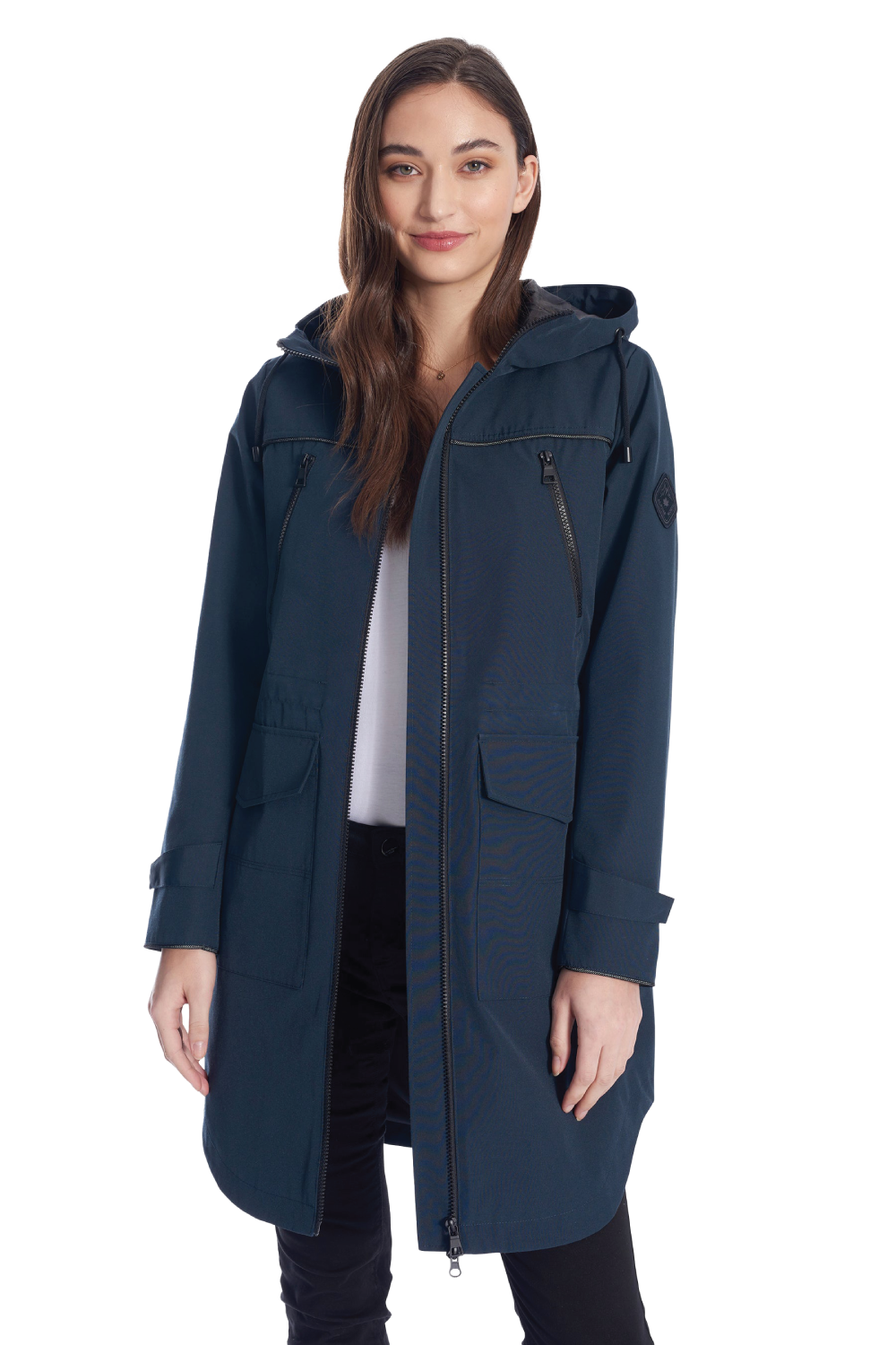 KUSAWA | WOMEN'S DRAWSTRING RAINCOAT, NAVY