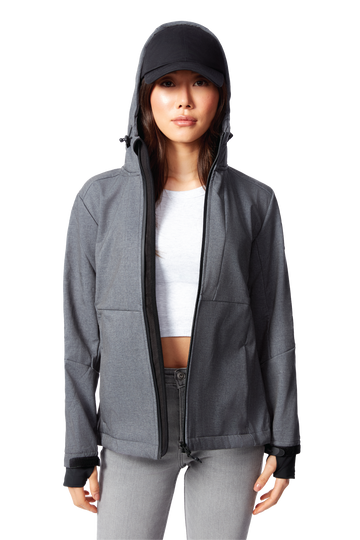 MACKENZIE | WOMEN'S FLEECE LINED SOFTSHELL WINDBREAKER, DARK GREY