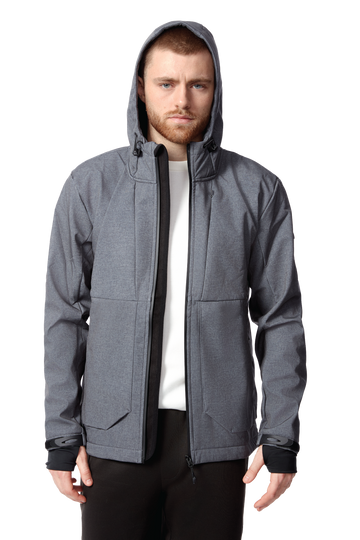 TOFINO | MEN'S FLEECE LINED WATER-REPELLENT SOFTSHELL JACKET, DARK GREY