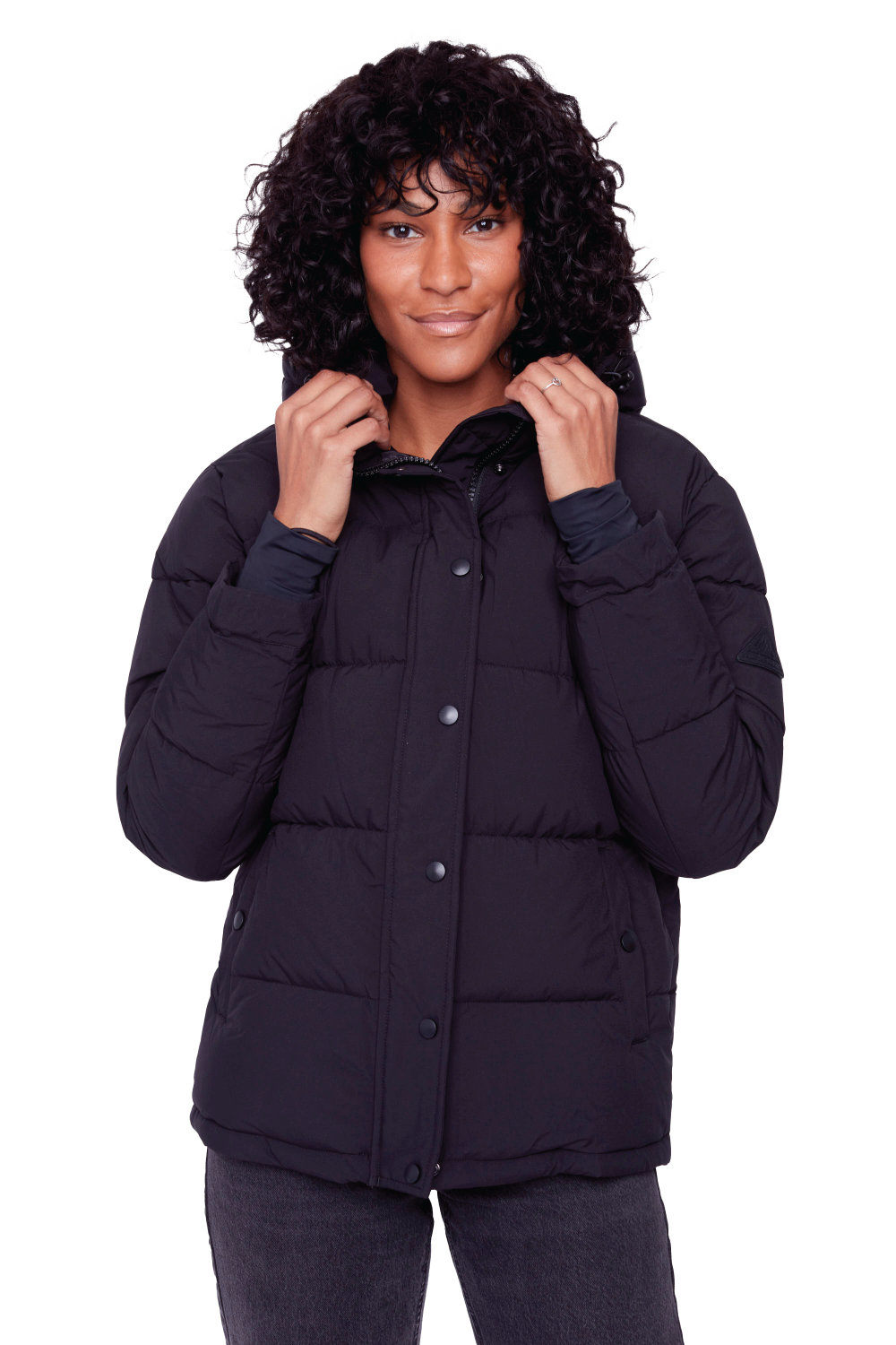 FORILLON | WOMEN'S VEGAN DOWN (RECYCLED) SHORT PUFFER JACKET, BLACK