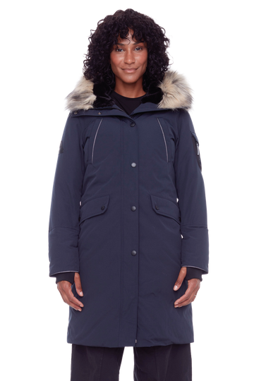 LAURENTIAN | WOMEN'S VEGAN DOWN (RECYCLED) LONG PARKA, NAVY