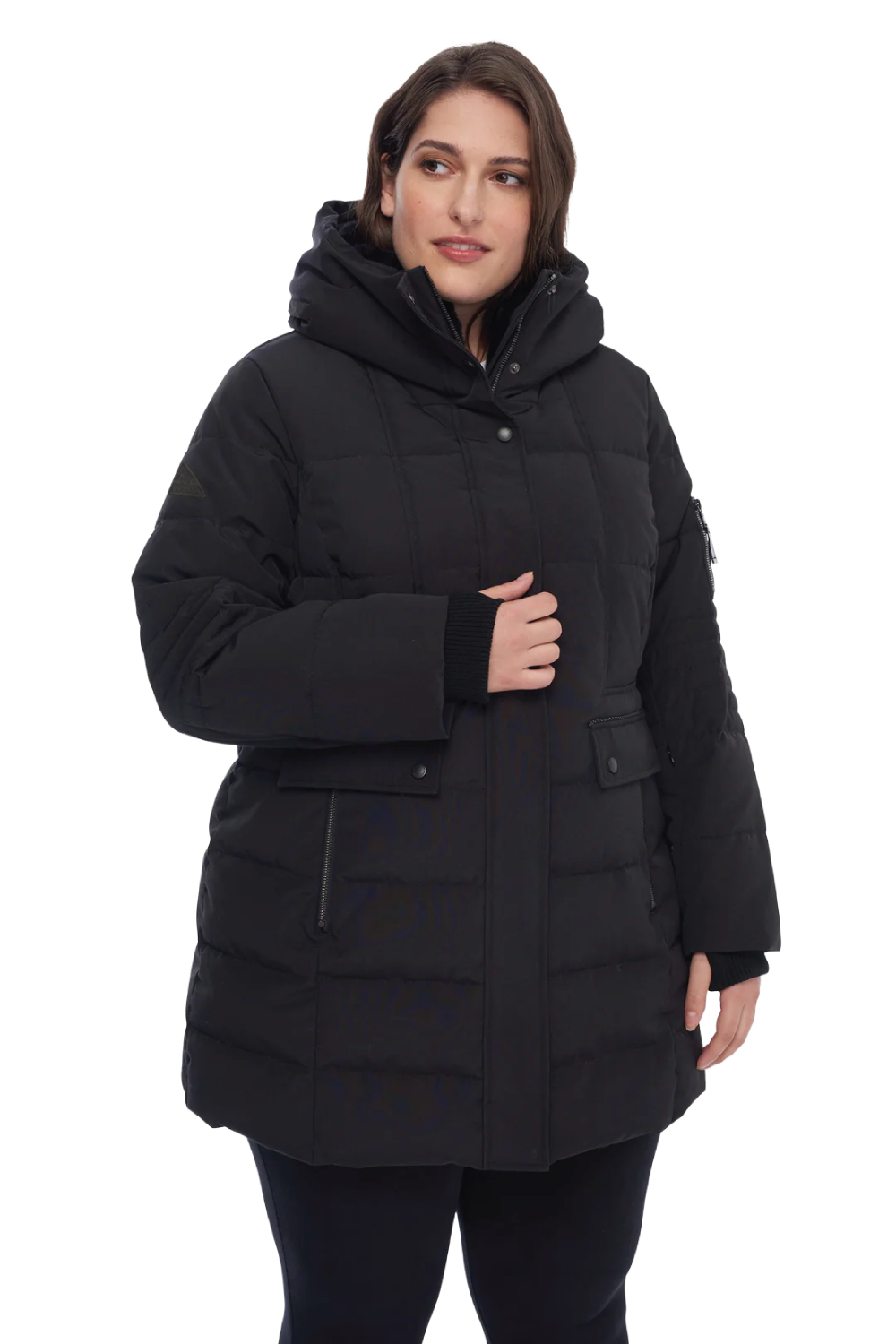 KOOTNEY PLUS | WOMEN'S VEGAN DOWN (RECYCLED) MID-LENGTH PARKA, BLACK (PLUS SIZE)