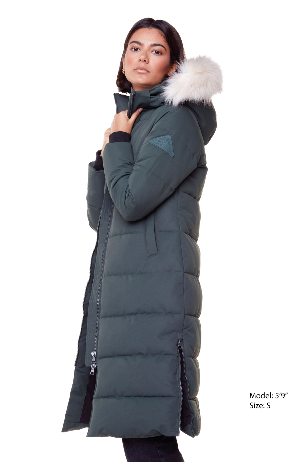 KLUANE | WOMEN'S VEGAN DOWN (RECYCLED) ULTRA LONG LENGTH PARKA, FOREST GREEN