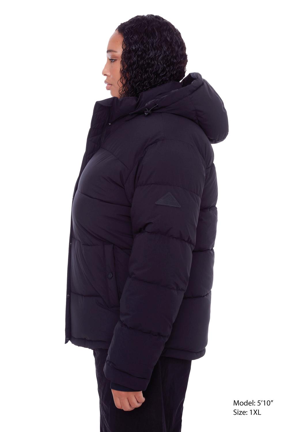FORILLON PLUS | WOMEN'S VEGAN DOWN (RECYCLED) SHORT PUFFER JACKET, BLACK (PLUS SIZE)