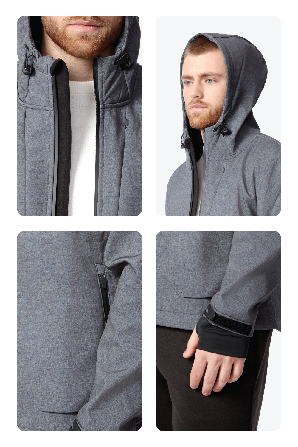TOFINO | MEN'S FLEECE LINED WATER-REPELLENT SOFTSHELL JACKET, DARK GREY