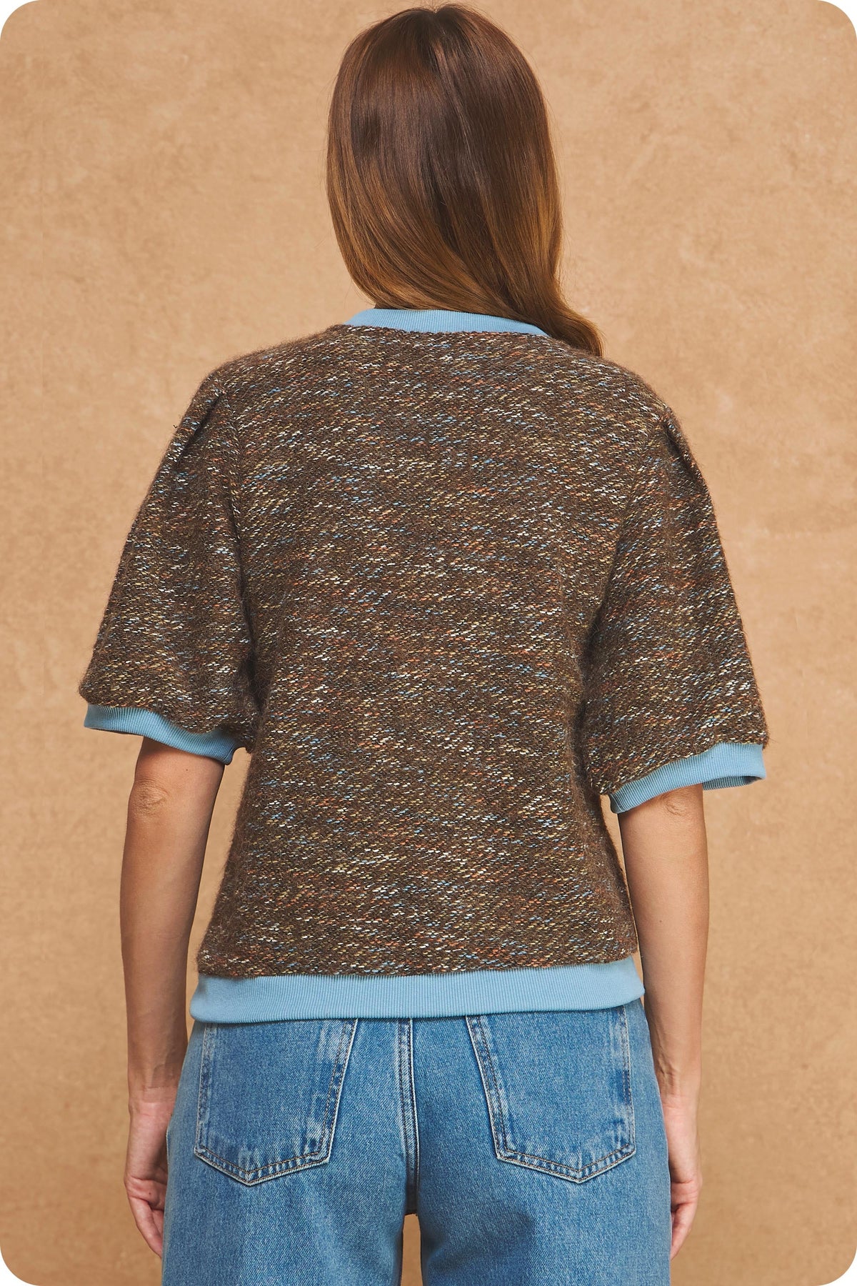 MARLED PUFF SLEEVE SWEATER TOP