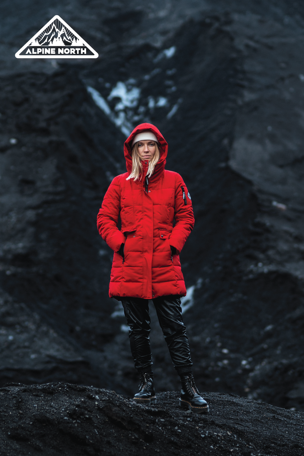 KOOTNEY | WOMEN'S VEGAN DOWN (RECYCLED) MID-LENGTH PARKA, CRIMSON