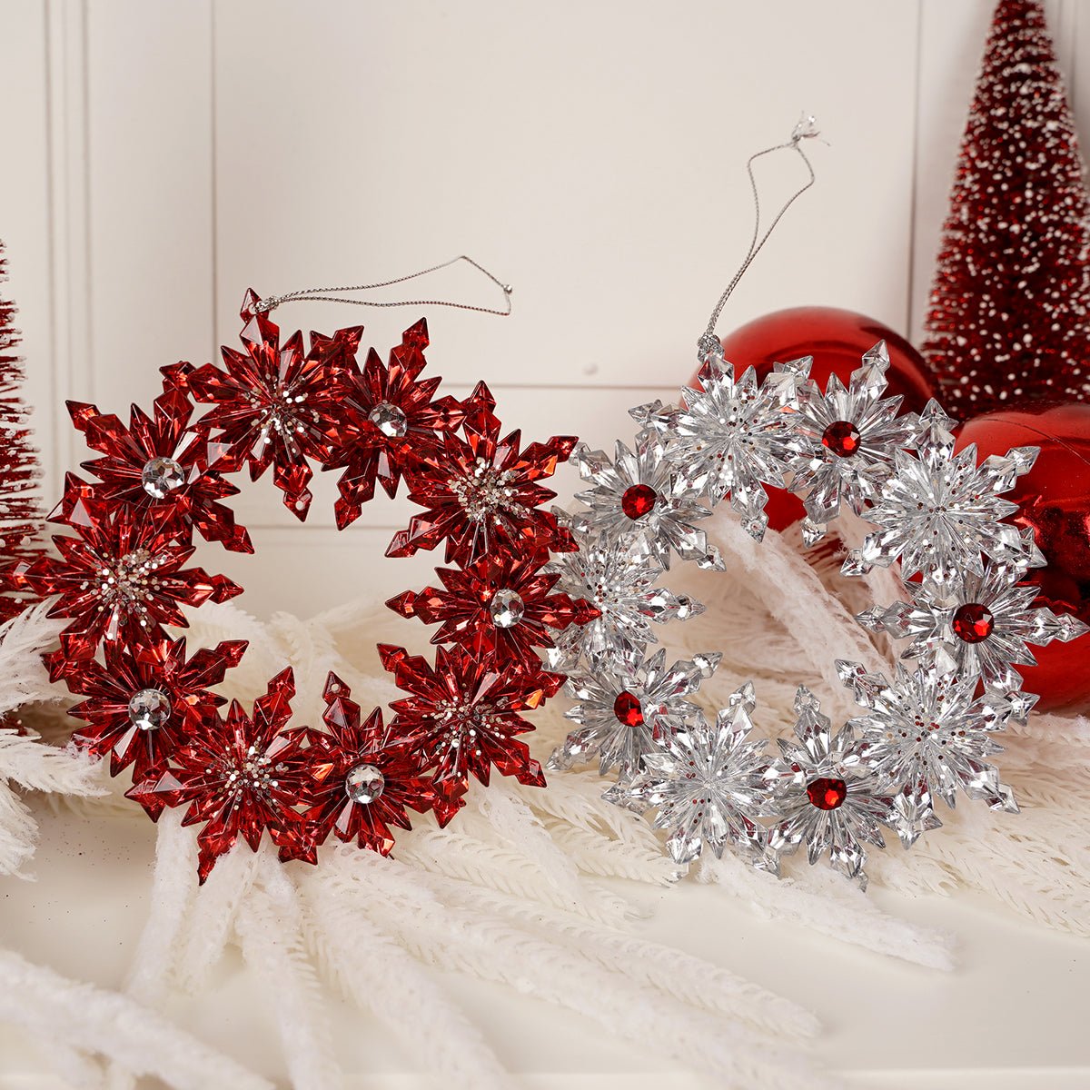 Red Clear Wreath Ornament