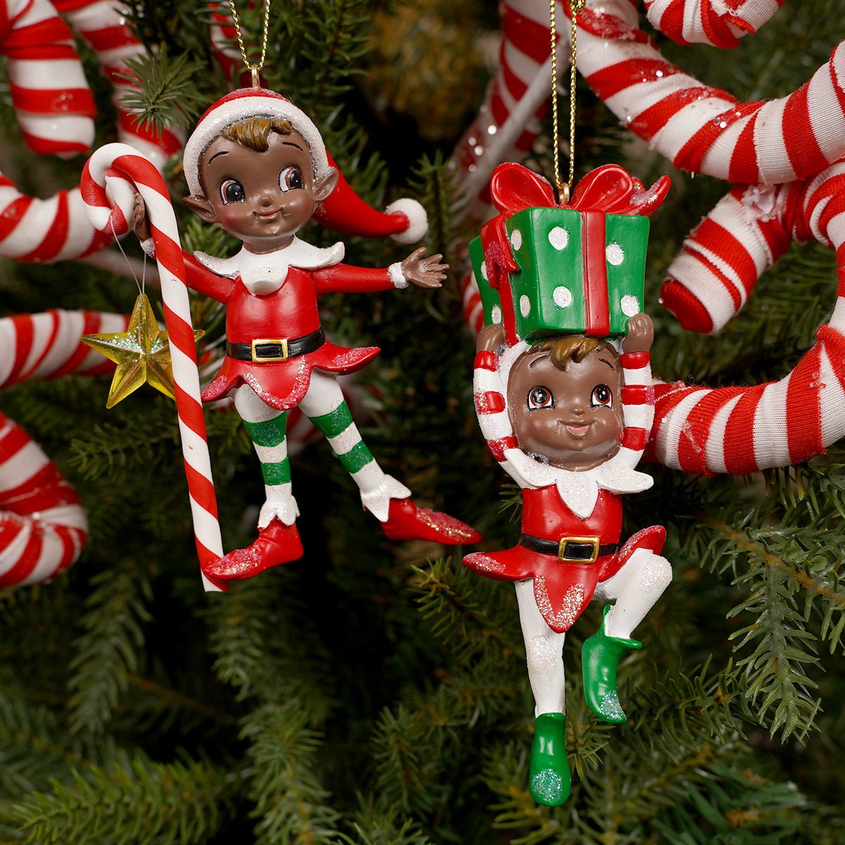 Resin Heritage Elf Christmas Ornaments