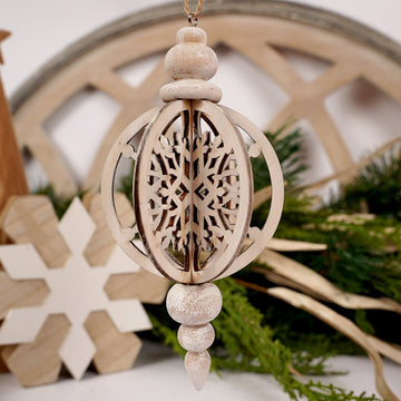 Wood Snowflake Finial Ornament