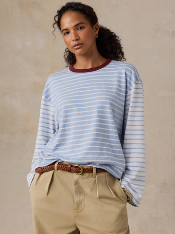 Sunwashed Long-Sleeve Retro Tee - Coldstream Stripe