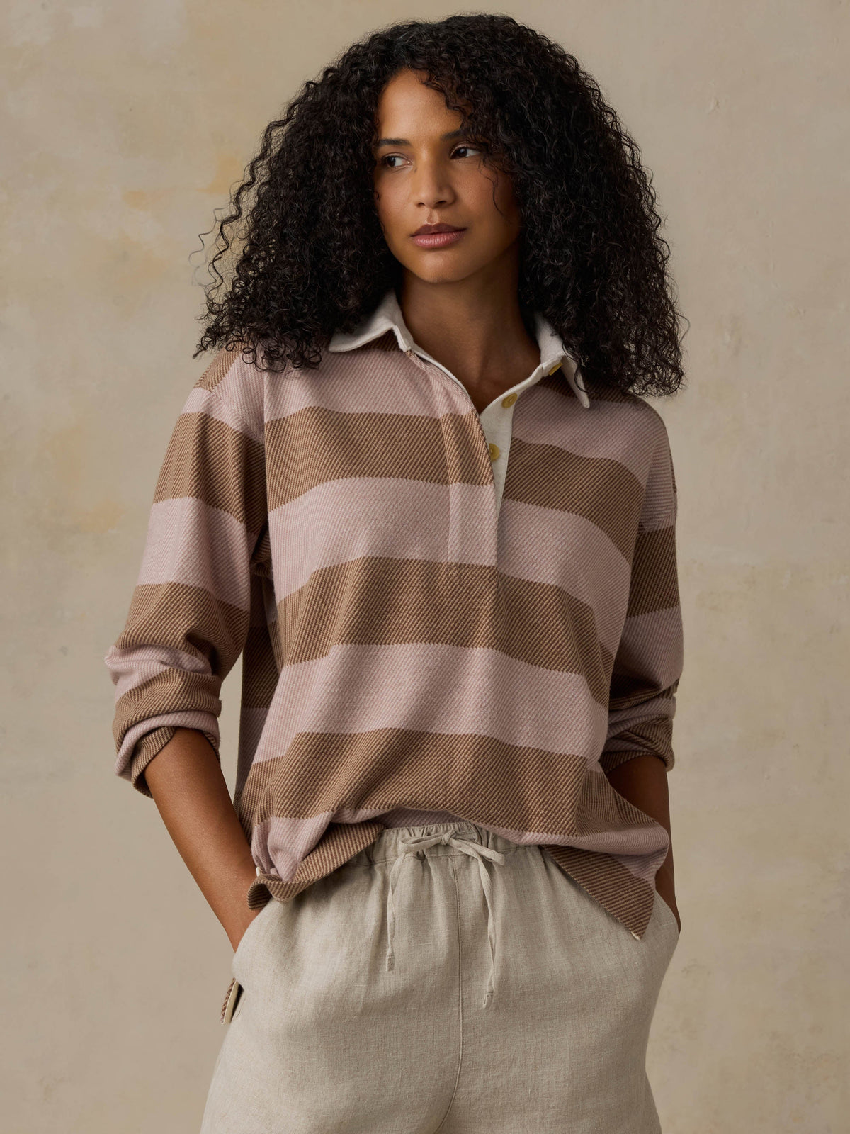 Legend Sweater Rugby Popover - Solar Sands Stripe