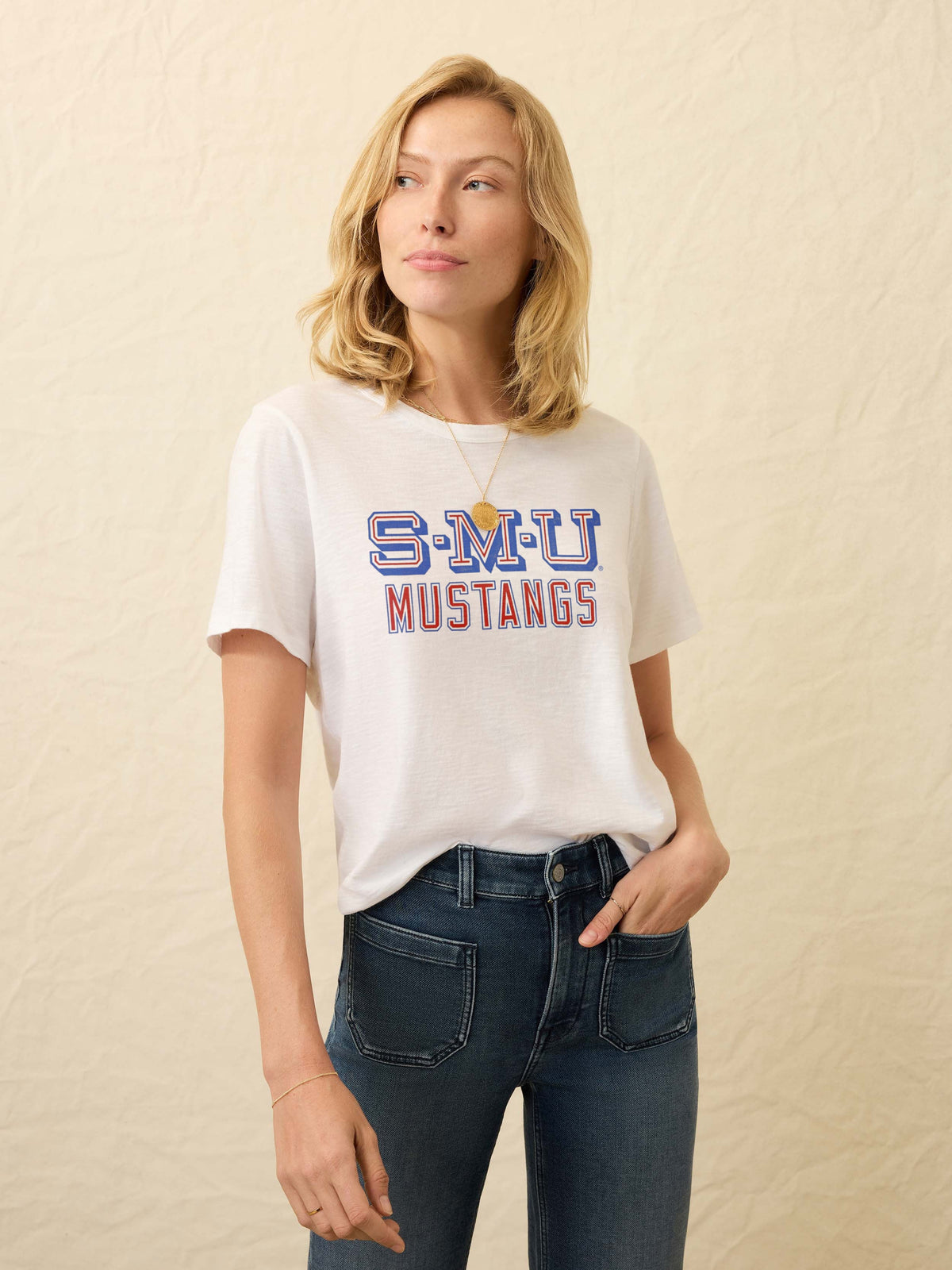 Southern Methodist University Sunwashed Regenerative Tee - White