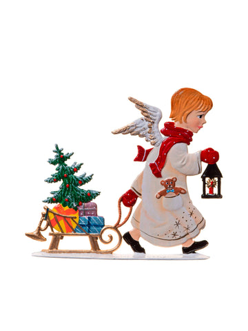 Wilhelm Schweizer Pewter Angel Pulling Sled