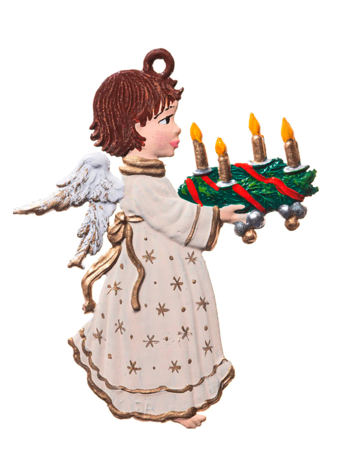 Wilhelm Schweizer Pewter Angel with Advent Wreath Ornament