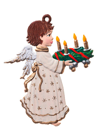 Wilhelm Schweizer Pewter Angel with Advent Wreath Ornament