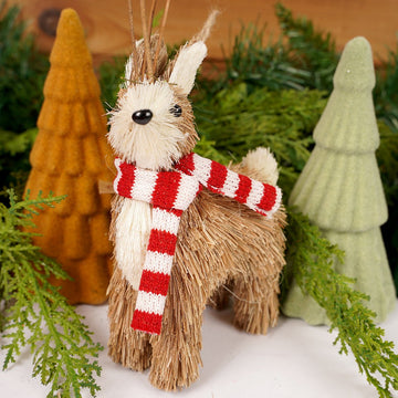 Sisal Fiber Reindeer With Scarf Ornament