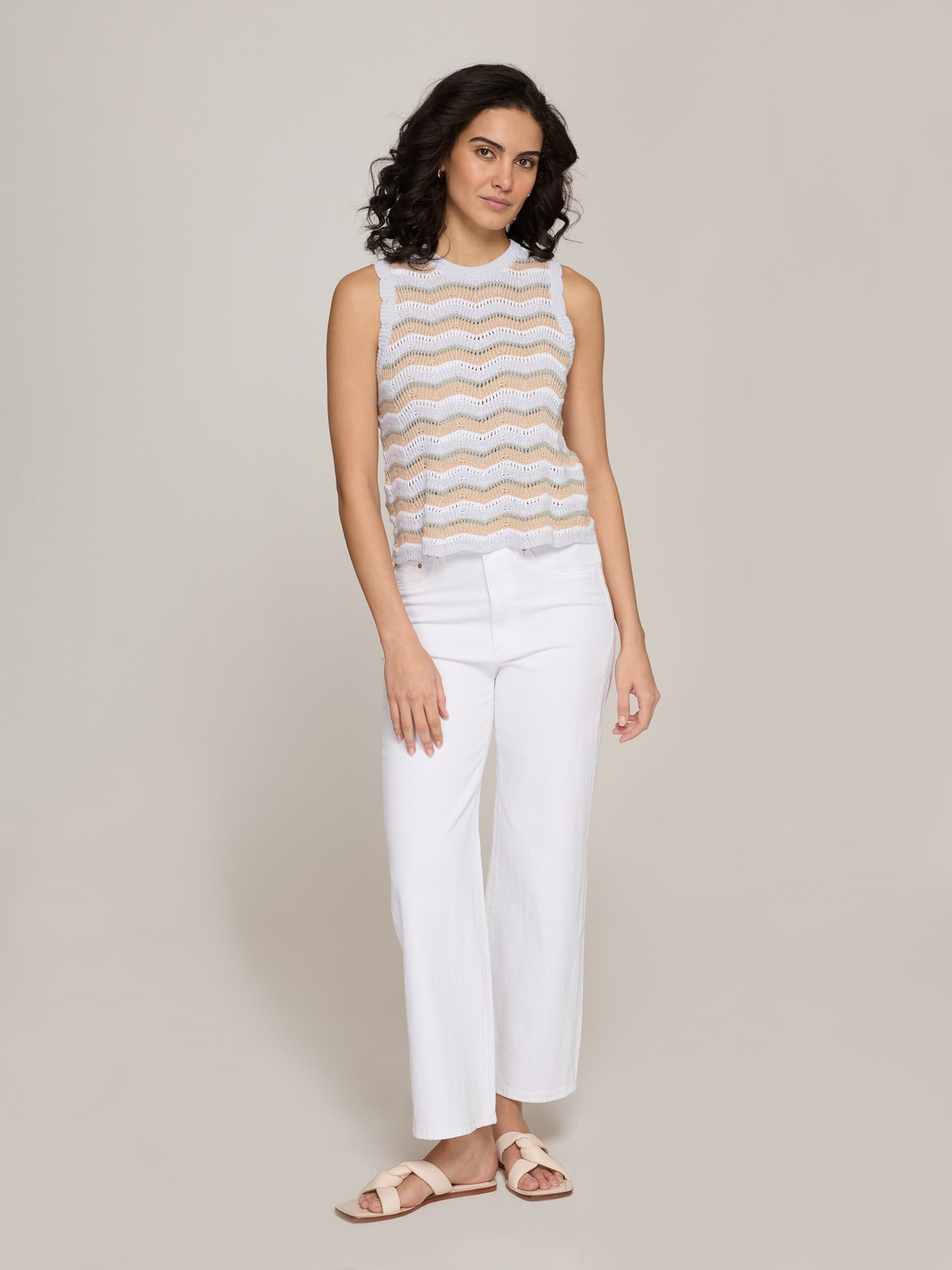 Zig Zag Stitch Tank in Neutral Combo