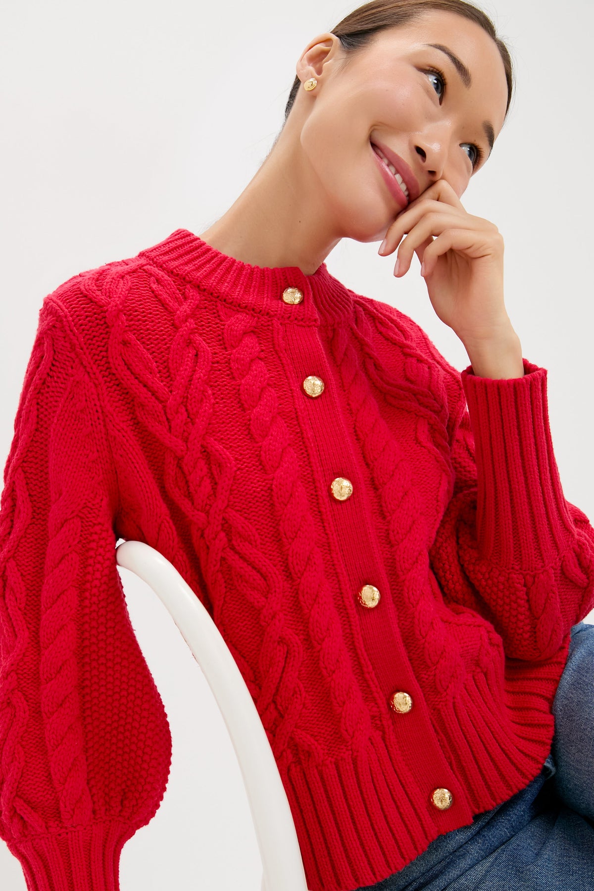Red Cotton Colette Cardigan