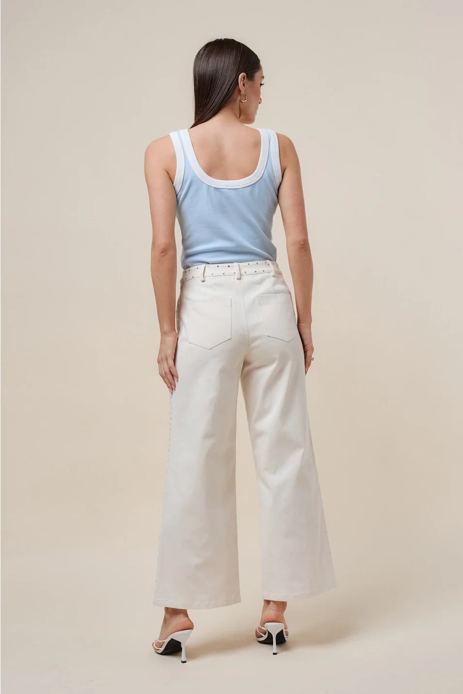 SIDE RHINESTONE DETAILED STRETCH PANTS