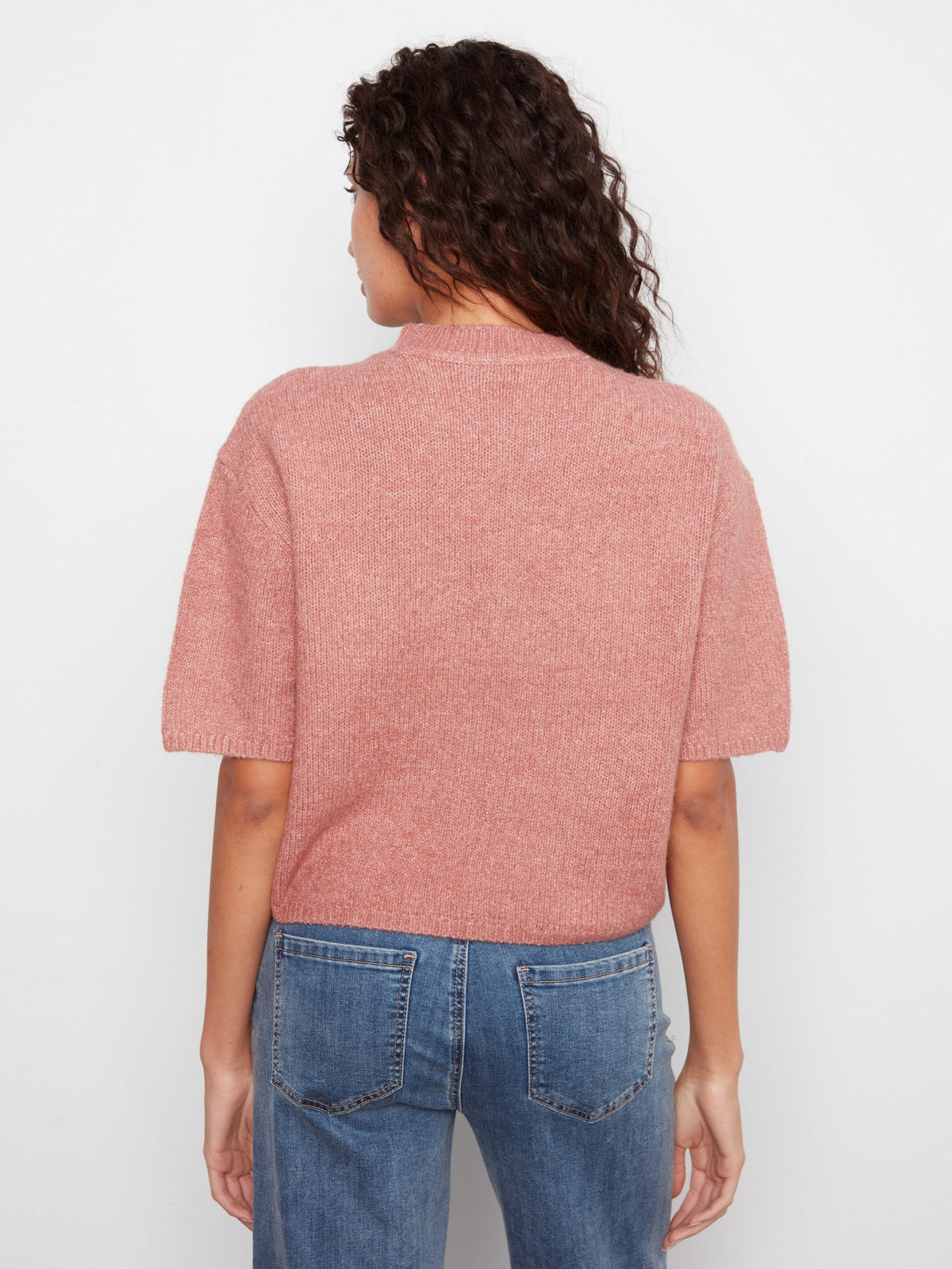 Balloon Elbow Sleeve Knit Sweater - Heather Carnation