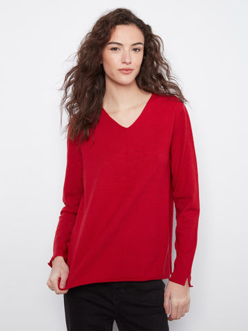 Basic V-Neck Sweater - Equestrian